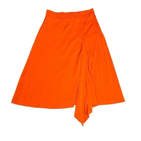 J. Lindeberg Silk Blend A-Line Asymmetrical Skirt. Orange Size 34 / M #1030 - Picture 1 of 6